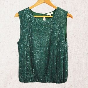 Easel Green Sequin Sleeveless Tank Top